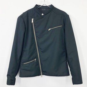 Moschino 42 Black Full Zip Moto Nylon Jacket Italy